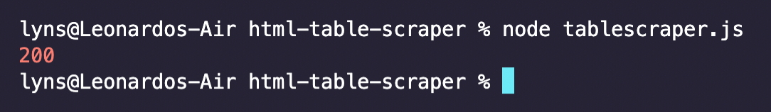 HTML Table Scraper