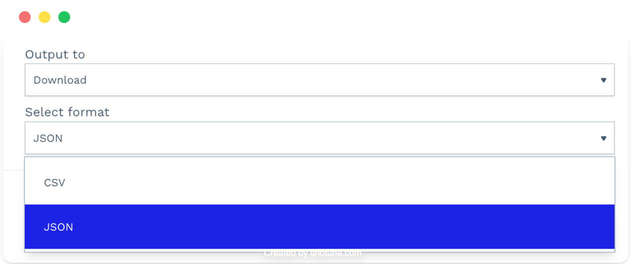 Choosing the output format between CSV and JSON