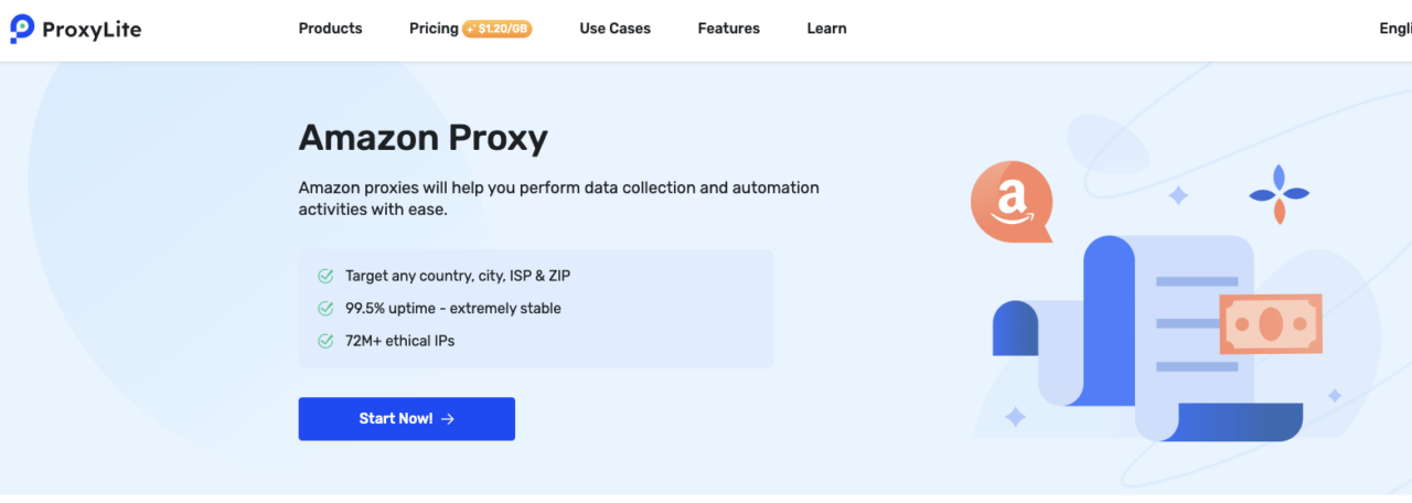 Proxylite Amazon Proxy dashboard page